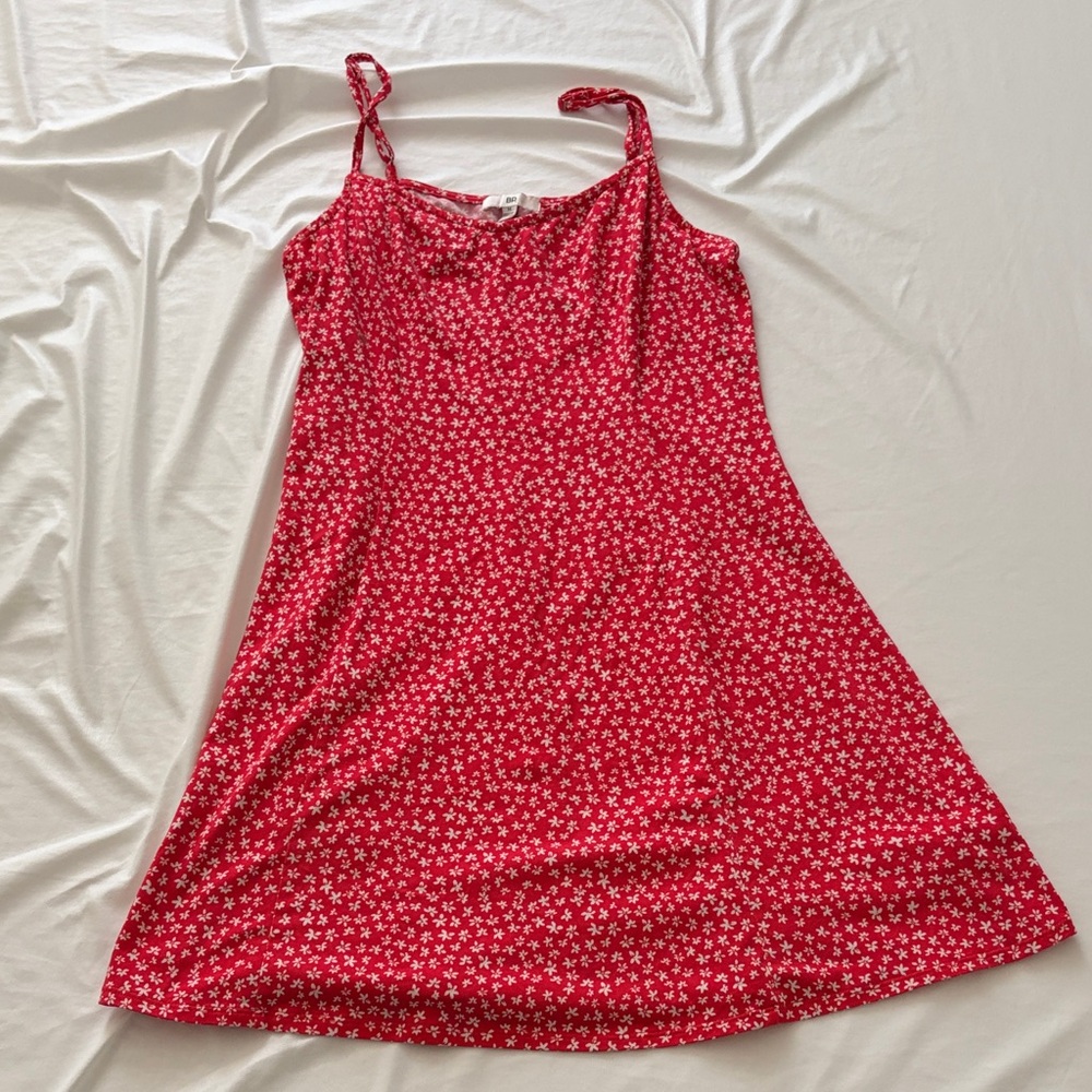 BP Red Dress with White Floral Design